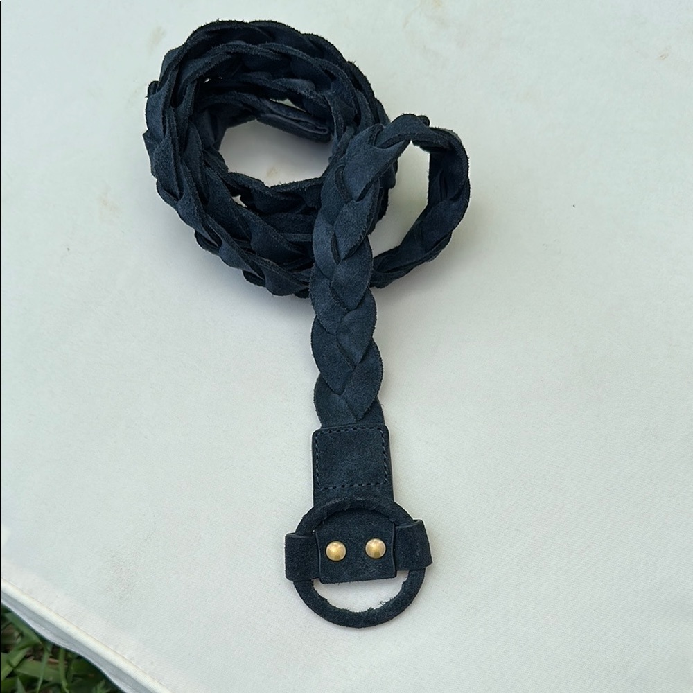 Black Braided Belt with Gold Accents